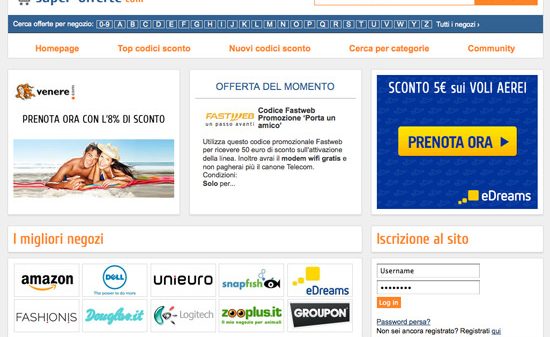 super offerte codici sconto